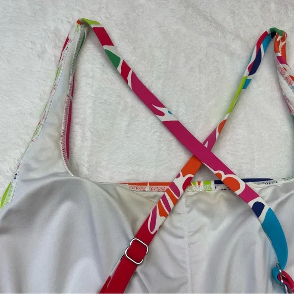 NAUTICA Tropical Open Back Criss Cross Vibrant One Piece Bathing Suit - Picture 14 of 16